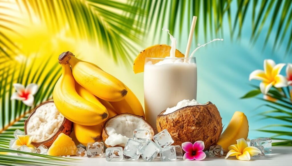 Tropical jackfruit smoothie ingredients